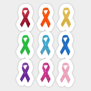 Faux Glitter Awareness Ribbon Pack Sticker